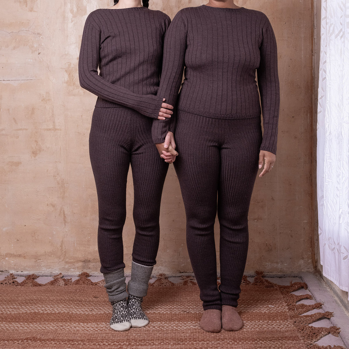 Harry Knitted Rib Leggings - 100% Extra Fine Merino - Espresso