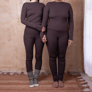 Harry Knitted Rib Leggings - 100% Extra Fine Merino - Espresso