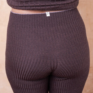 Harry Knitted Rib Leggings - 100% Extra Fine Merino - Espresso