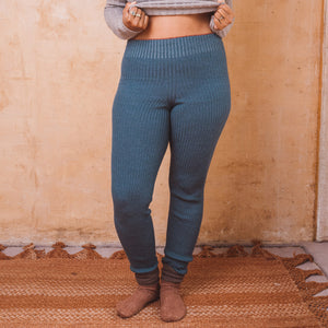 Harry Knitted Rib Leggings - 100% Extra Fine Merino - Ocean Marl