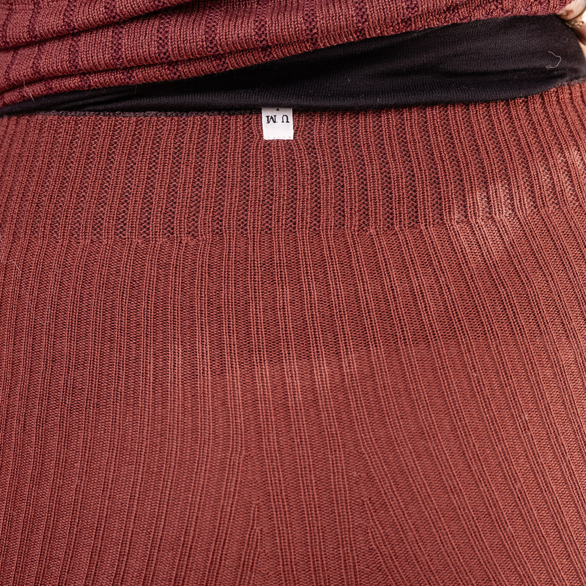 Harry Knitted Rib Leggings - 100% Extra Fine Merino - Russet (S-L)