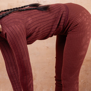 Harry Knitted Rib Leggings - 100% Extra Fine Merino - Russet (S-L)