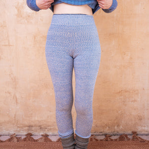 Harry Knitted Rib Leggings - 100% Extra Fine Merino - Sky Marl
