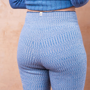 Harry Knitted Rib Leggings - 100% Extra Fine Merino - Sky Marl
