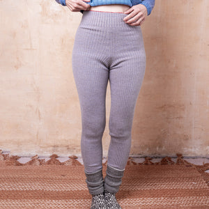 Harry Knitted Rib Leggings - 100% Extra Fine Merino - Grey