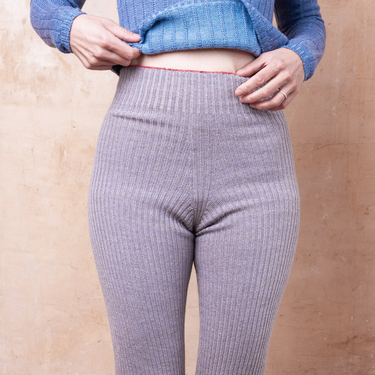 Harry Knitted Rib Leggings - 100% Extra Fine Merino - Grey