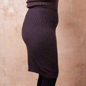 Mia Rib Knit Bellywarmer Skirt - Midi - 100% Extrafine Merino