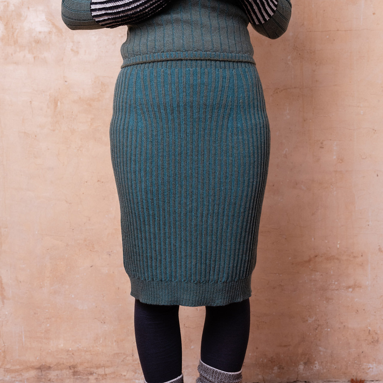 Mia Rib Knit Bellywarmer Skirt - Midi - 100% Extrafine Merino