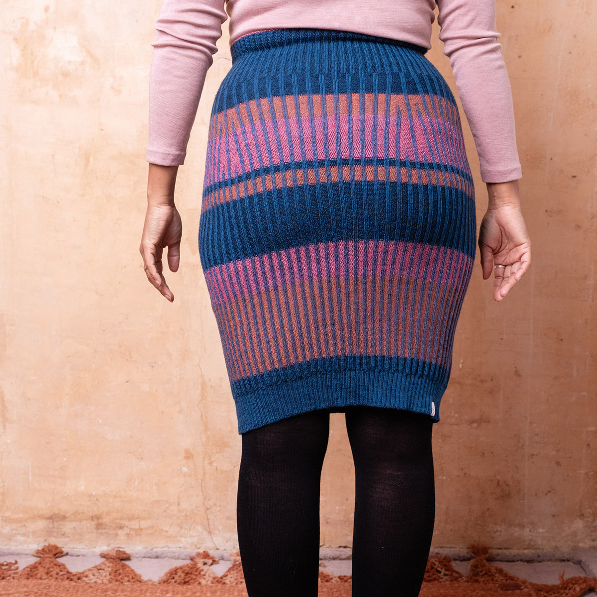 Mia Rib Knit Bellywarmer Skirt - Midi - 100% Plant Dyed Merino - Dark Indigo *Pre-Order