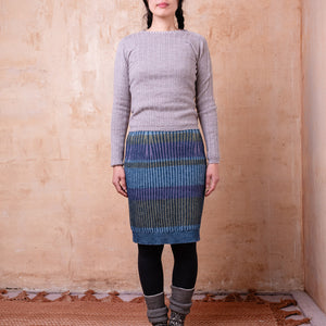 Mia Rib Knit Bellywarmer Skirt - Midi - 100% Plant Dyed Merino - Indigo *Pre-Order