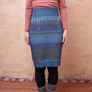 Mia Rib Knit Bellywarmer Skirt - Midi - 100% Plant Dyed Merino - Indigo *Pre-Order