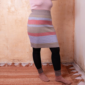 Mia Rib Knit Bellywarmer Skirt- Midi - 100% Plant Dyed Merino - Dusty Lilac