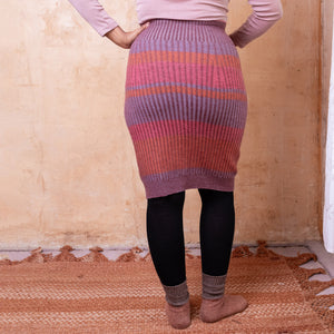 Mia Rib Knit Bellywarmer Skirt - Midi - 100% Plant Dyed Merino - Pink Madder *Pre-Order