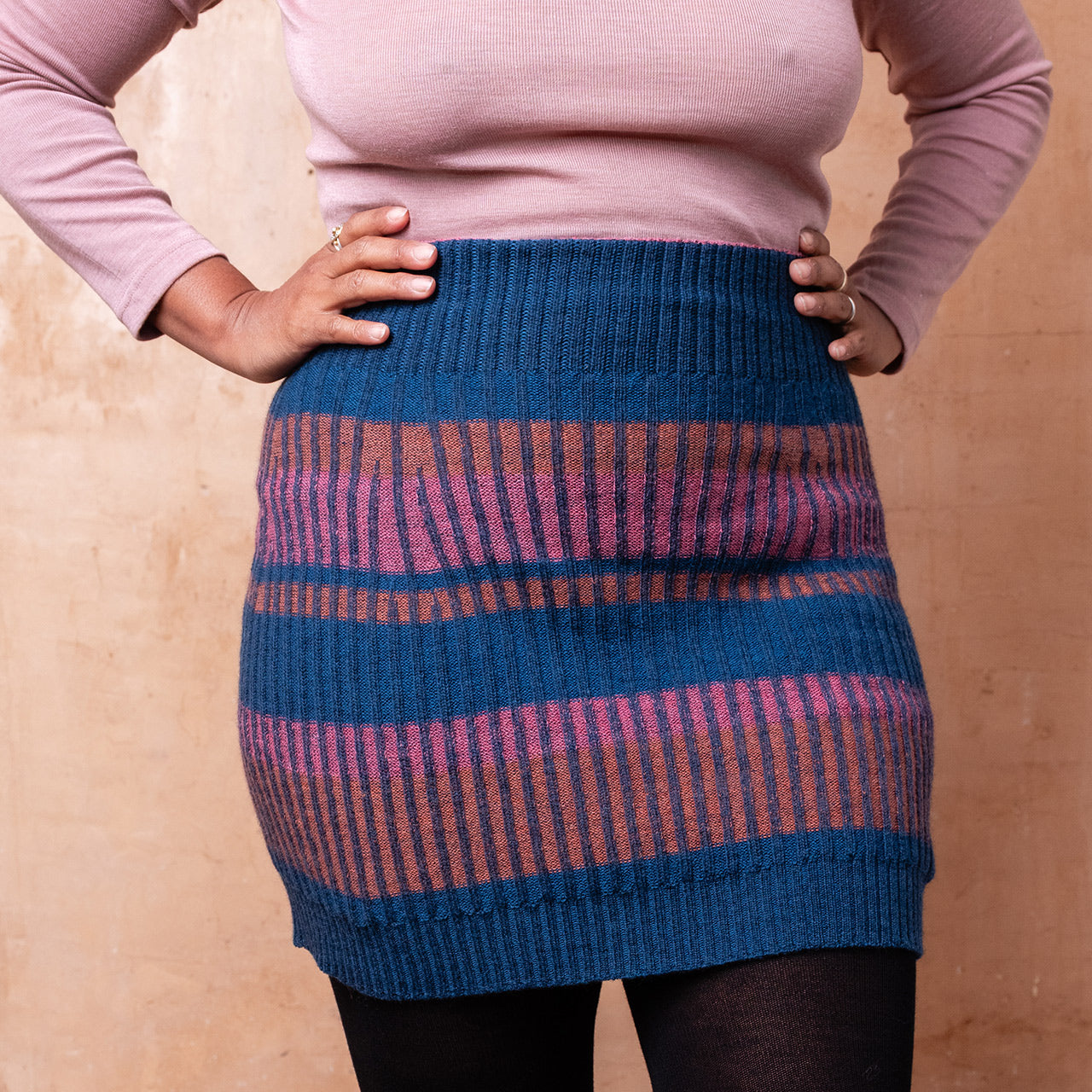 Mia Rib Knit Bellywarmer Skirt - Mini - 100% Plant Dyed Merino - Dark Indigo