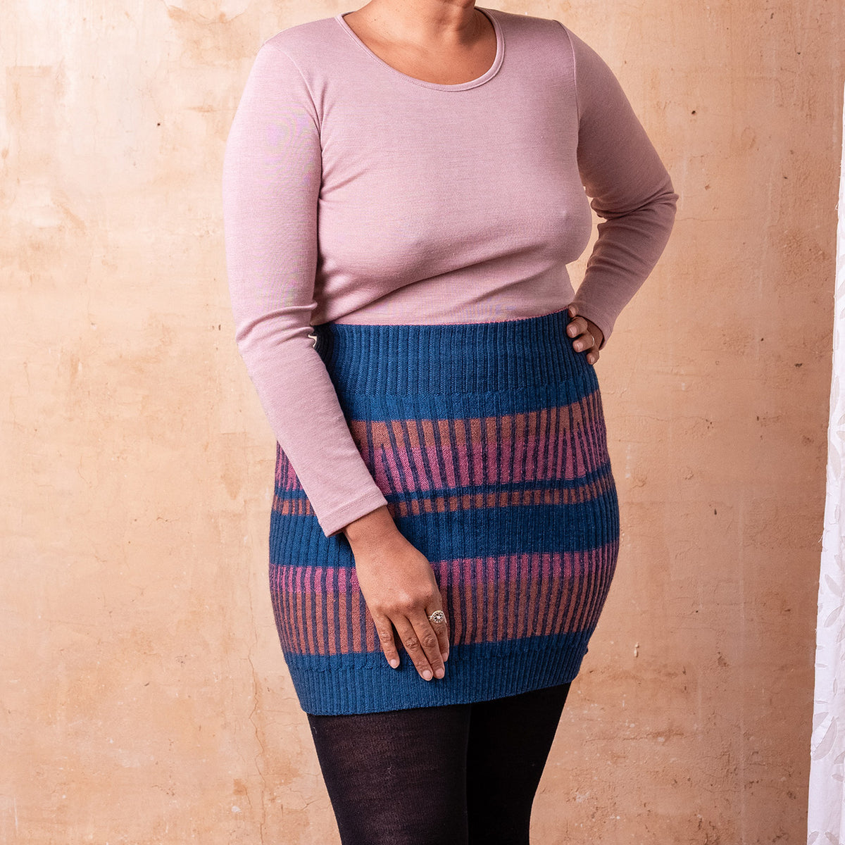 Mia Rib Knit Bellywarmer Skirt - Mini - 100% Plant Dyed Merino - Dark Indigo *Pre-Order