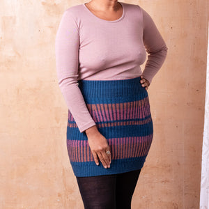 Mia Rib Knit Bellywarmer Skirt - Mini - 100% Plant Dyed Merino - Dark Indigo *Pre-Order