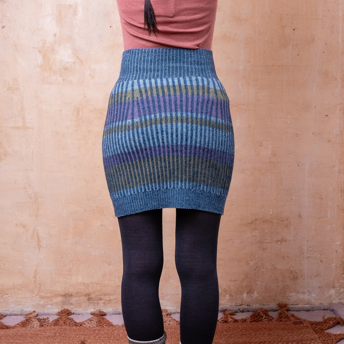 Mia Rib Knit Bellywarmer Skirt - Mini - 100% Plant Dyed Merino - Indigo