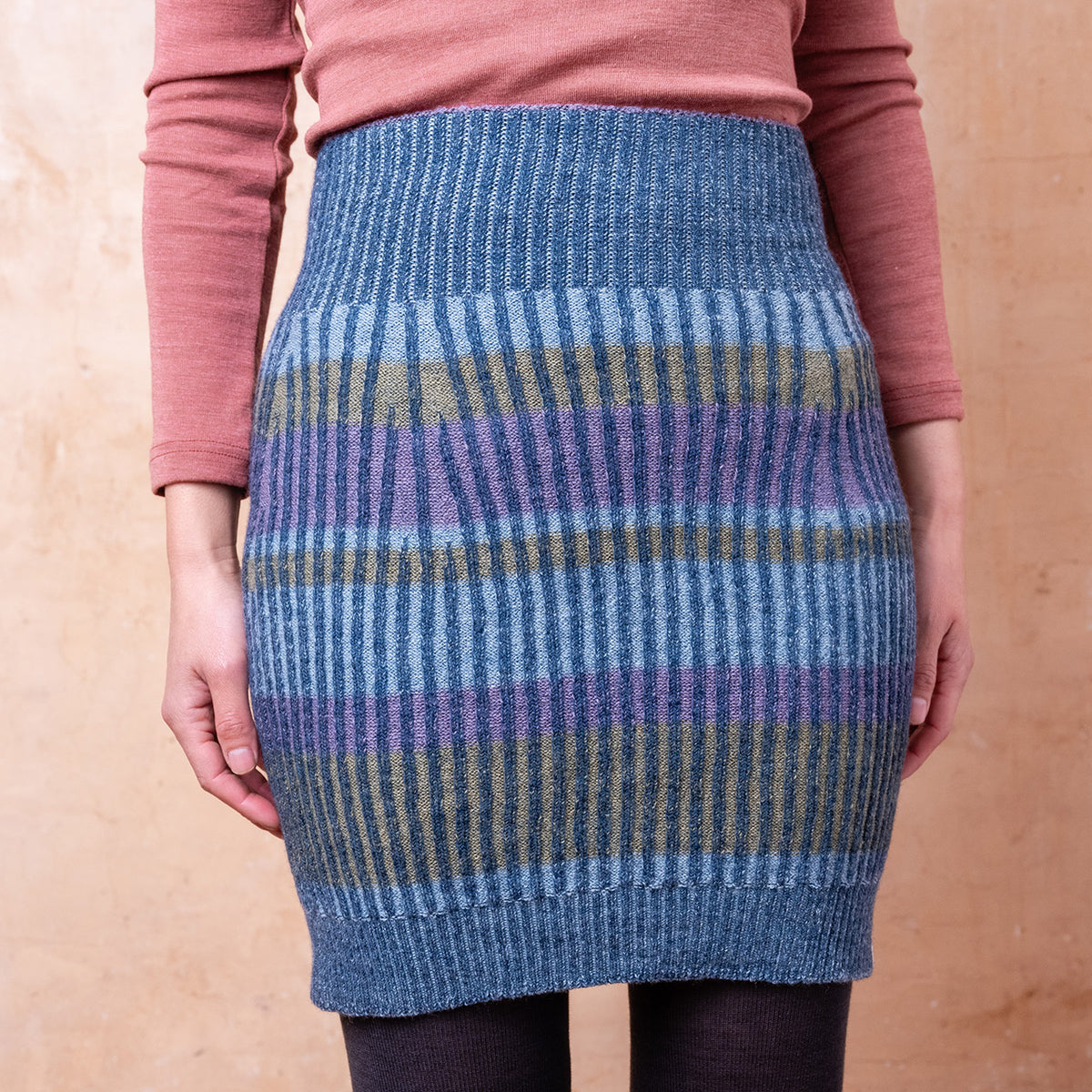 Mia Rib Knit Bellywarmer Skirt - Mini - 100% Plant Dyed Merino - Indigo