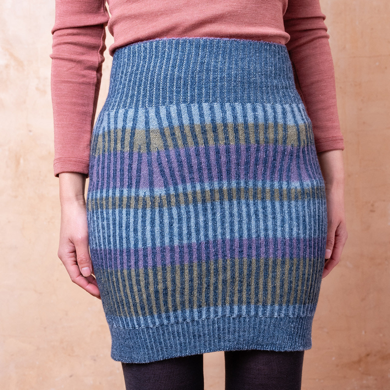 Mia Rib Knit Bellywarmer Skirt - Mini - 100% Plant Dyed Merino - Indigo
