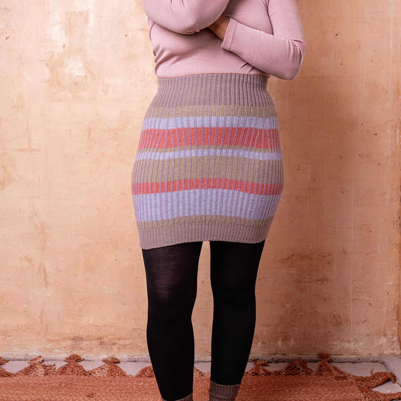 Mia Rib Knit Bellywarmer Skirt - Mini - 100% Plant Dyed Merino - Dusty Lilac
