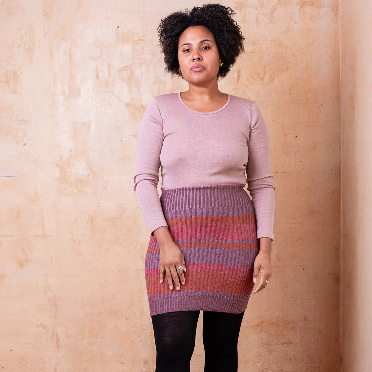 Mia Rib Knit Bellywarmer Skirt - Mini - 100% Plant Dyed Merino - Pink Madder *Pre-Order