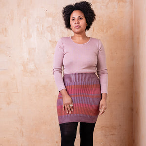 Mia Rib Knit Bellywarmer Skirt - Mini - 100% Plant Dyed Merino - Pink Madder *Pre-Order