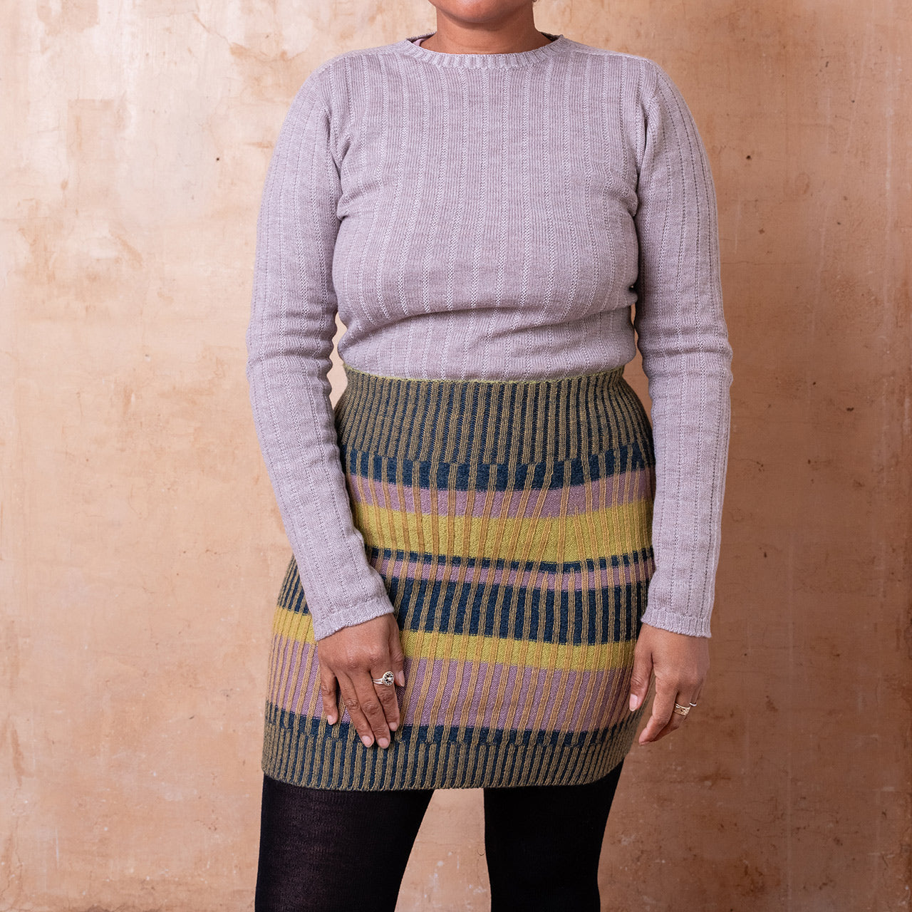 Mia Rib Knit Bellywarmer Skirt - Mini - 100% Plant Dyed Merino - Mustard