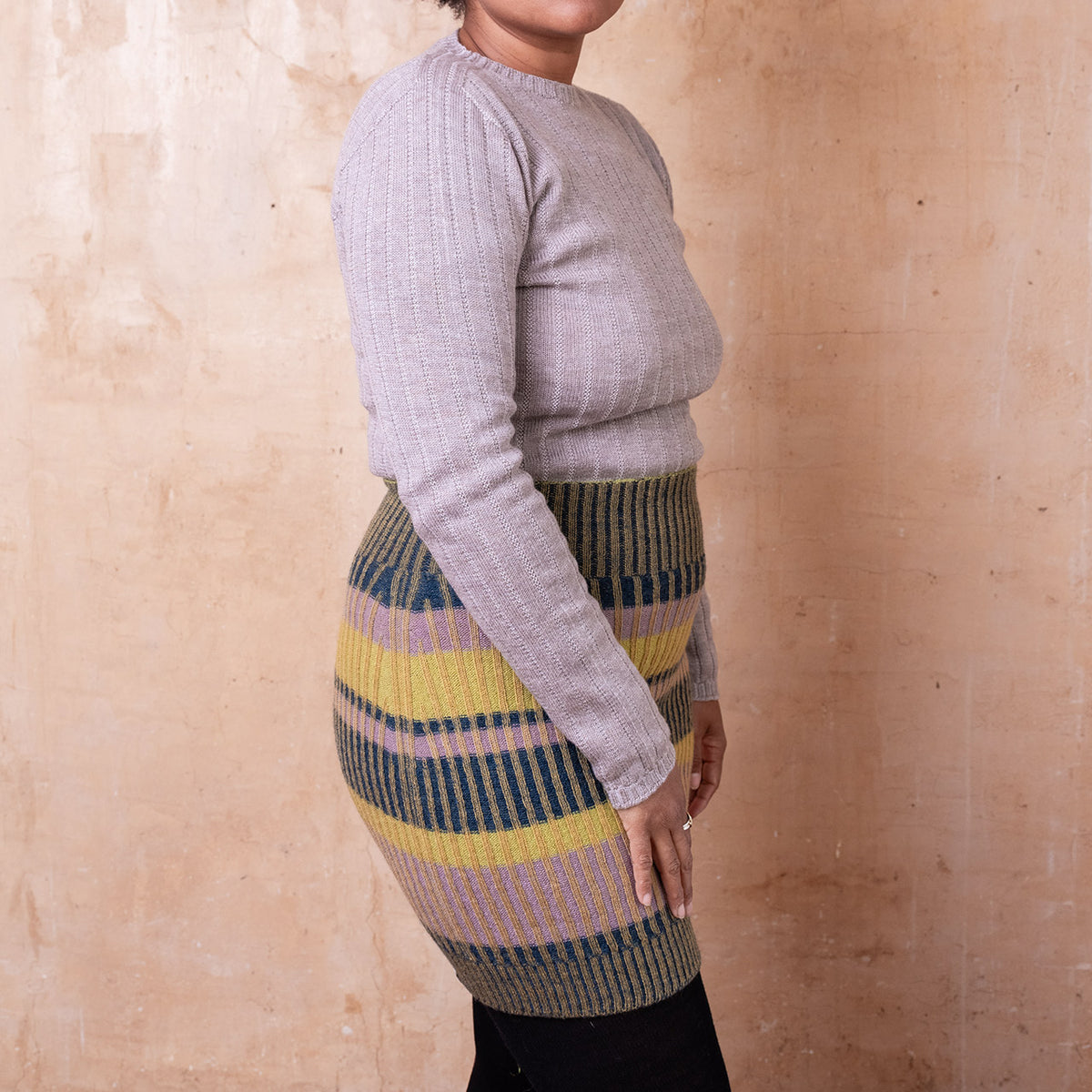 Mia Rib Knit Bellywarmer Skirt - Mini - 100% Plant Dyed Merino - Mustard