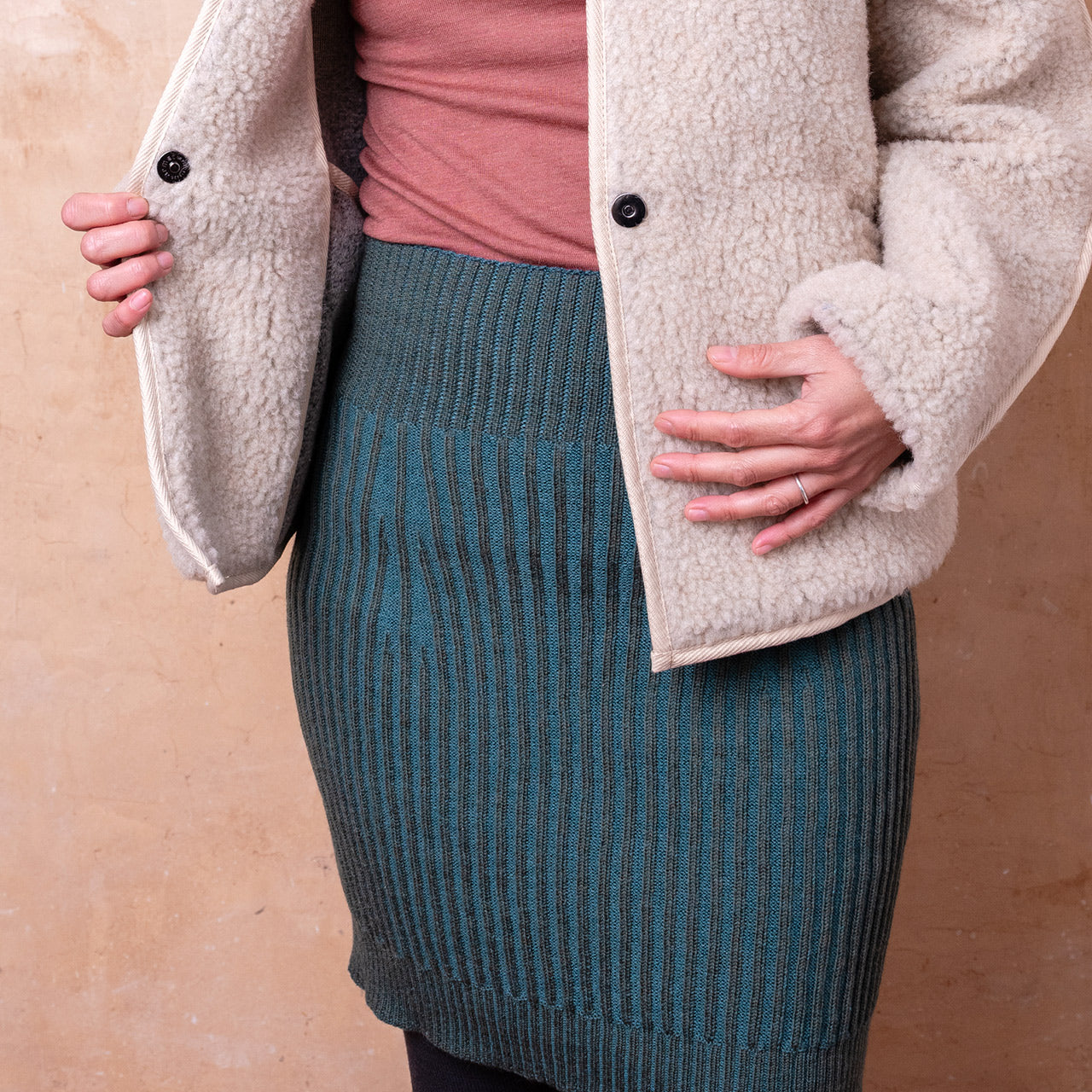 Mia Rib Knit Bellywarmer Skirt - Mini - 100% Extrafine Merino