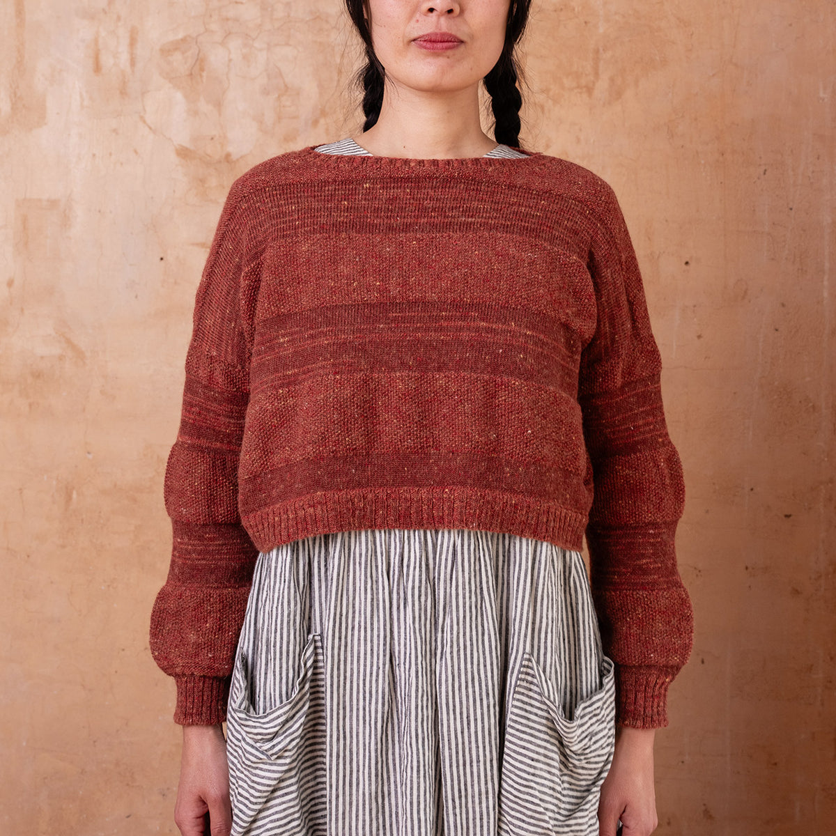 Moss Tweed Crop Jumper - Alpaca/Merino - Autumn *Pre-Order