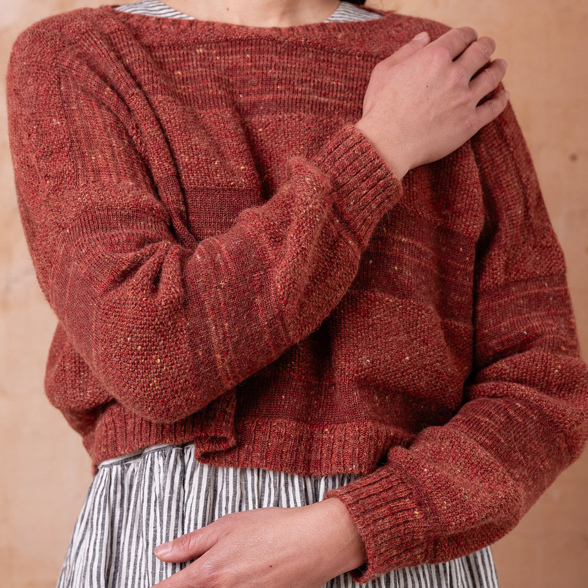 Moss Tweed Crop Jumper - Alpaca/Merino - Autumn *Pre-Order