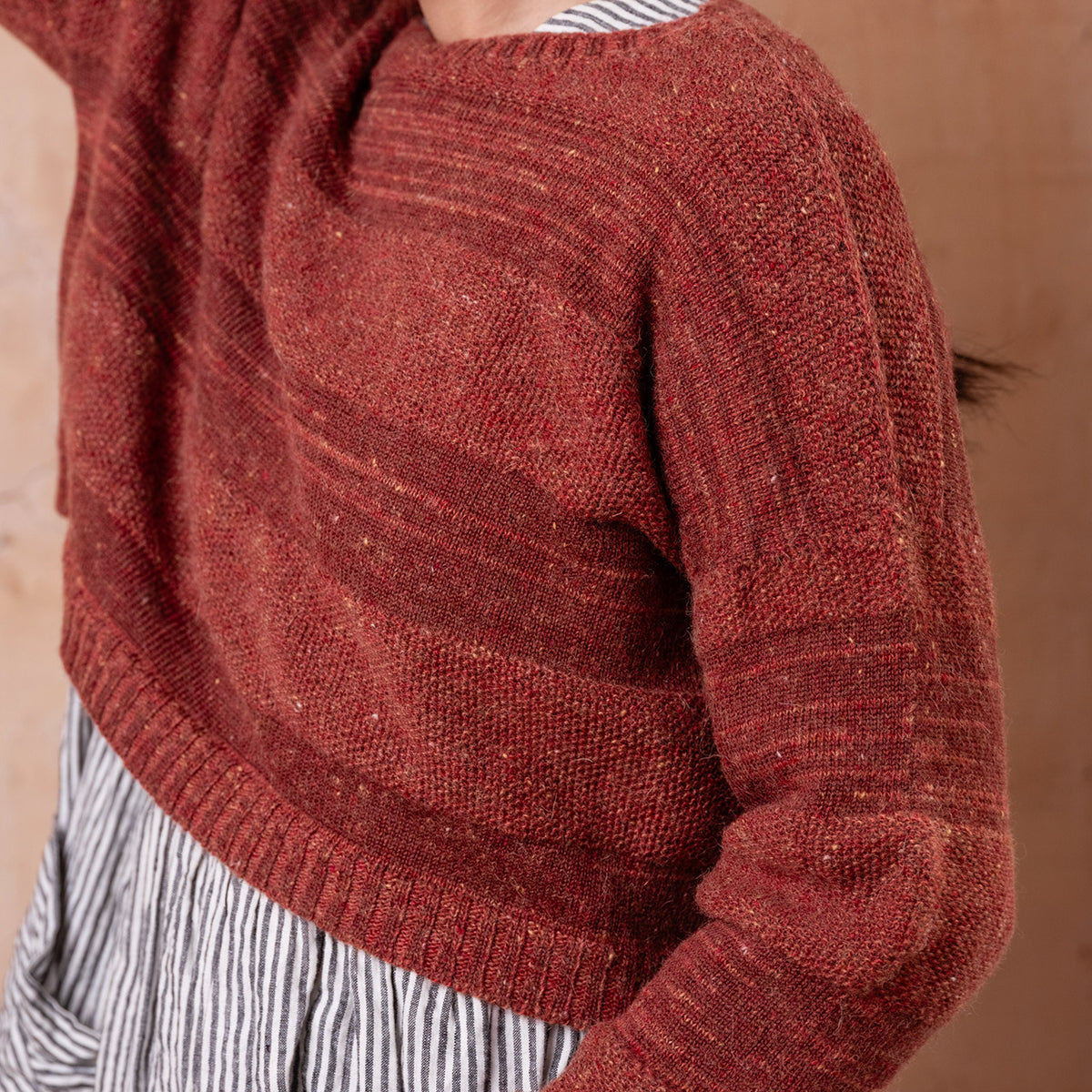 Moss Tweed Crop Jumper - Alpaca/Merino - Autumn *Pre-Order