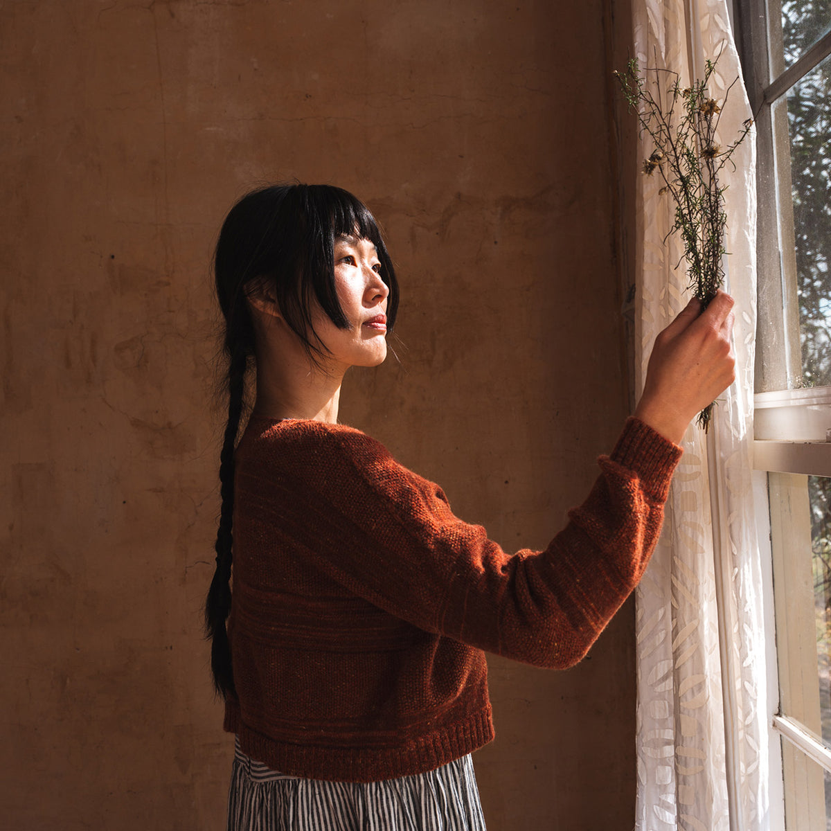 Moss Tweed Crop Jumper - Alpaca/Merino - Autumn *Pre-Order
