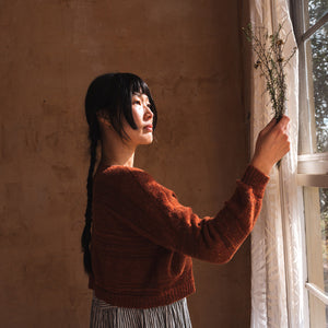 Moss Tweed Crop Jumper - Alpaca/Merino - Autumn *Pre-Order
