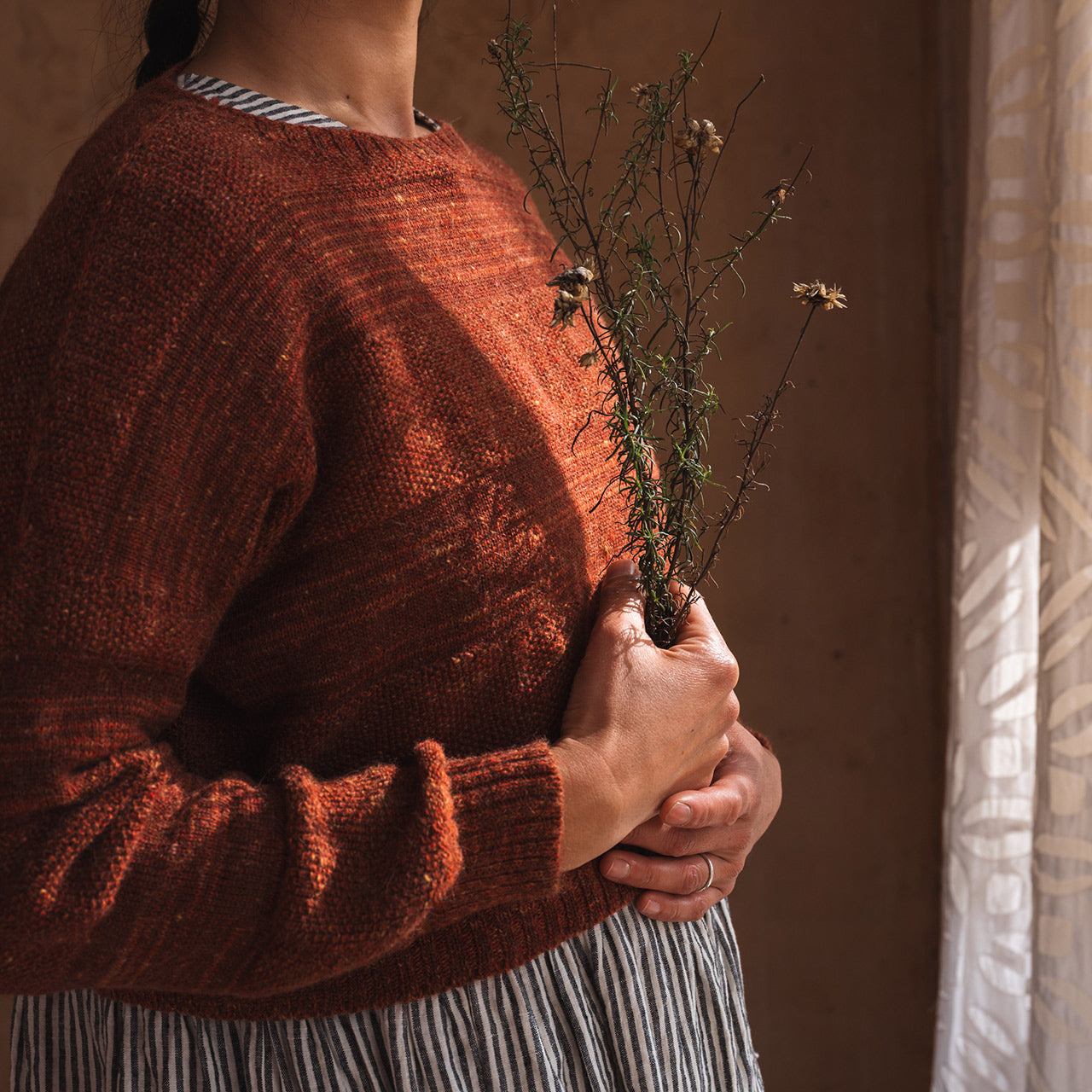 Moss Tweed Crop Jumper - Alpaca/Merino - Autumn *Pre-Order