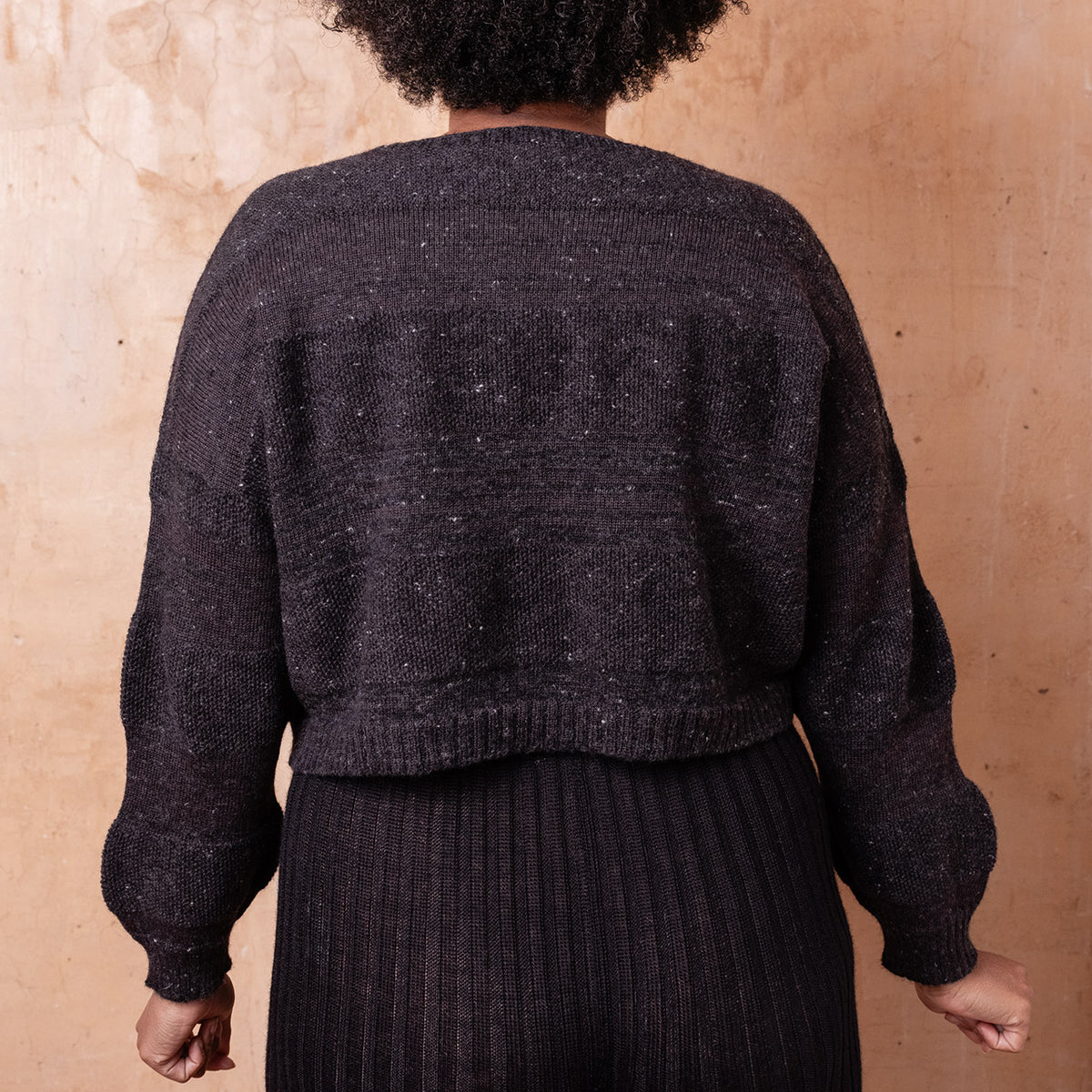Moss Tweed Crop Jumper - Alpaca/Merino - Basalt *Pre-Order