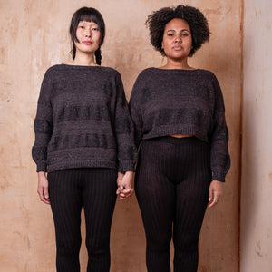 Moss Tweed Crop Jumper - Alpaca/Merino - Basalt *Pre-Order