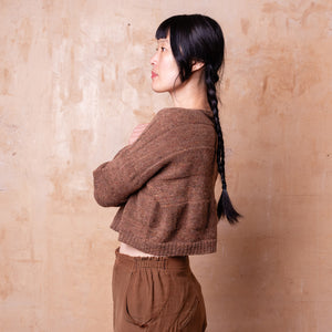 Moss Tweed Crop Jumper - Alpaca/Merino - Chestnut *Pre-Order
