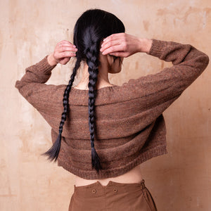 Moss Tweed Crop Jumper - Alpaca/Merino - Chestnut *Pre-Order