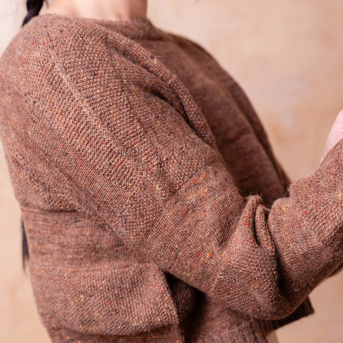 Moss Tweed Crop Jumper - Alpaca/Merino - Chestnut *Pre-Order