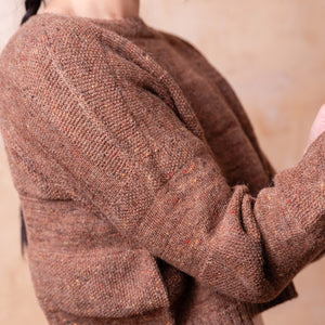 Moss Tweed Crop Jumper - Alpaca/Merino - Chestnut *Pre-Order