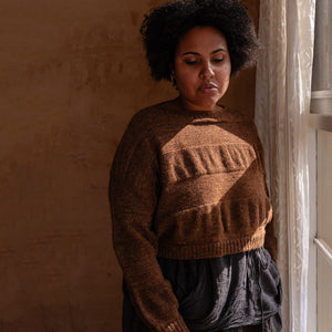 Moss Tweed Crop Jumper - Alpaca/Merino - Chestnut *Pre-Order