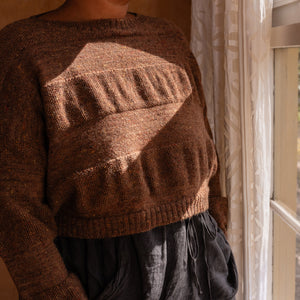 Moss Tweed Crop Jumper - Alpaca/Merino - Chestnut *Pre-Order