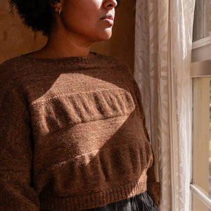 Moss Tweed Crop Jumper - Alpaca/Merino - Chestnut *Pre-Order