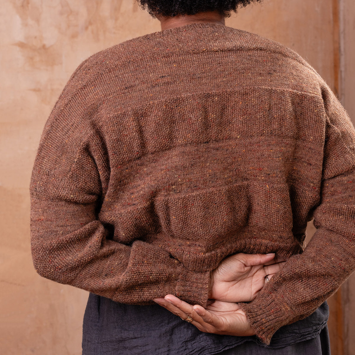 Moss Tweed Crop Jumper - Alpaca/Merino - Chestnut *Pre-Order