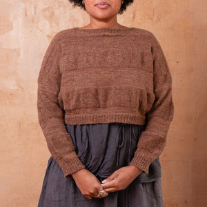 Moss Tweed Crop Jumper - Alpaca/Merino - Chestnut *Pre-Order