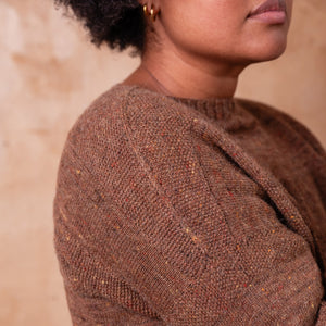 Moss Tweed Crop Jumper - Alpaca/Merino - Chestnut *Pre-Order