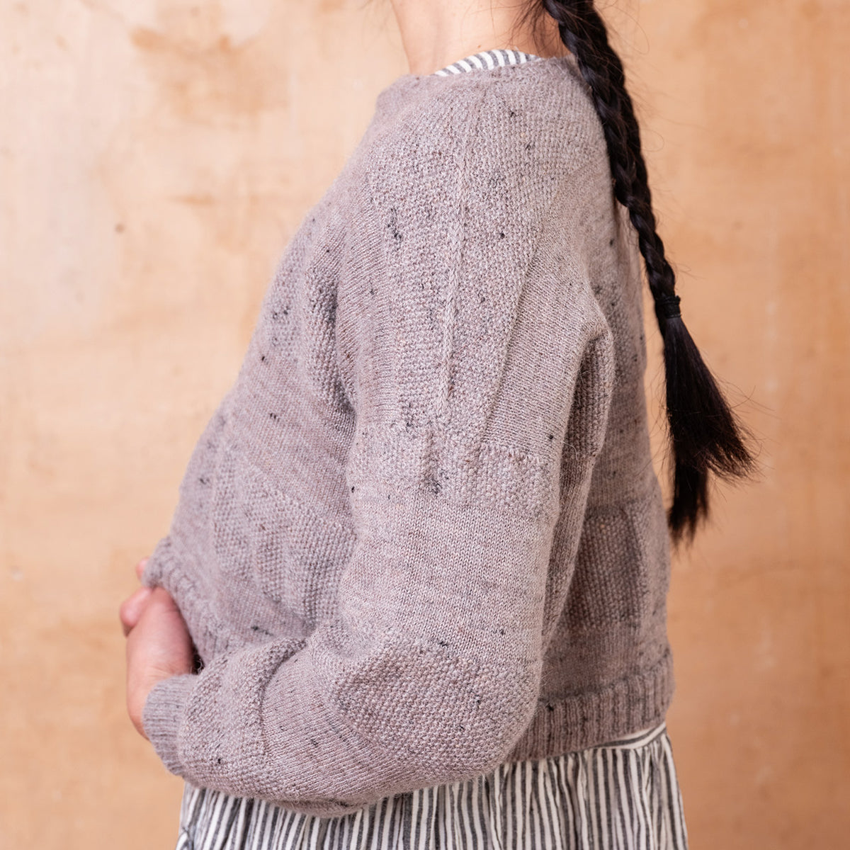 Moss Tweed Crop Jumper - Alpaca/Merino - Grey