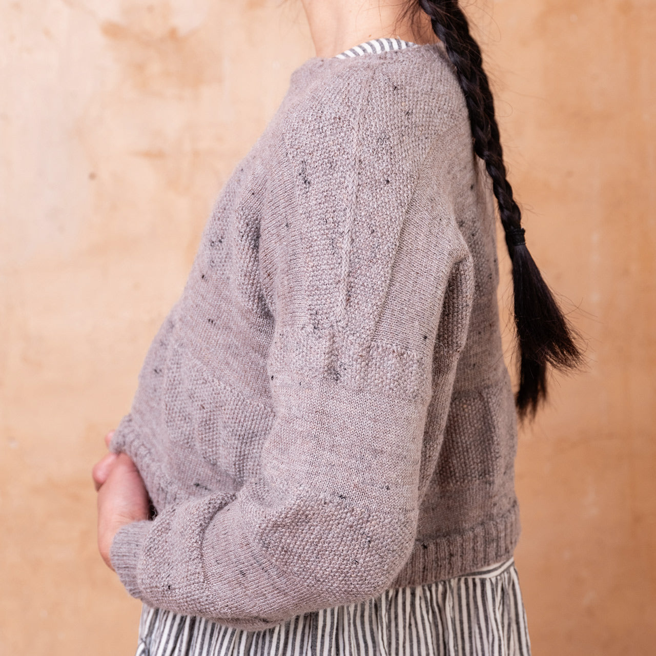 Moss Tweed Crop Jumper - Alpaca/Merino - Grey