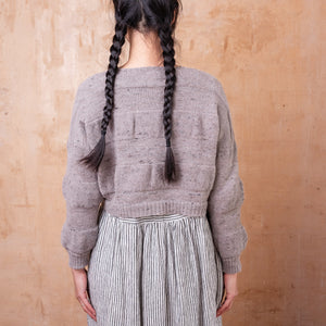 Moss Tweed Crop Jumper - Alpaca/Merino - Grey